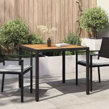 vidaXL Garden Table Black 90 x 90 x 75 cm Poly Rattan