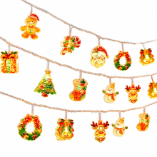 Santa Claus Acrylic LED String Lights, 40 Battery-Powered LEDs for Christmas Decoration