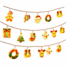 Christmas Snowman Acrylic String Lights, USB Powered, 20 LEDs, Window and Shop Decoration