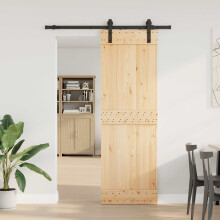 vidaXL Sliding Door NARVIK Natural and Black 70 x 210 cm (152.5 cm)