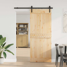 vidaXL Sliding Door NARVIK Natural and Black 85 x 210 cm (152.5 cm)
