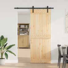 vidaXL Sliding Door NARVIK Natural and Black 80 x 210 cm (152.5 cm)