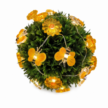 Solar LED String Lights with Yellow Bees and Sunflowers, 30 Lights, 8 Modes, Garden Decoration