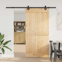 vidaXL Sliding Door NARVIK Natural and Black 100 x 210 cm (213.5 cm)