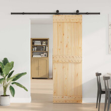 vidaXL Sliding Door NARVIK Natural and Black 70 x 210 cm (213.5 cm)