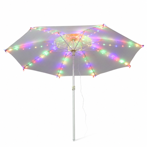 Solar Multicolor LED String Lights for Patio Umbrella, 104 LEDs with Remote Control