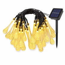 Raindrop LED String Lights, 80 Battery-Powered LEDs, Waterproof for Garden, Tree and Christmas Decoration