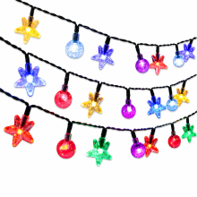 GERANMOERS Solar Outdoor LED String Lights, Multicolour Star and Globe Lights, 100 LEDs, 8 Modes, Garden