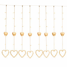 Warm White Heart LED Curtain Lights, Plug-In, 8 Lighting Modes, Indoor Decoration
