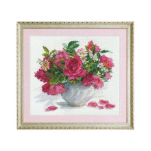 Kit point de croix - Alisa Jardin fleuri (Roses et marguerites) - Aïda 14ct 5,5 pts/cm - 30 couleurs coton - 30x26 cm