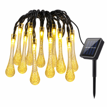 Solar LED Raindrop String Lights Warm White, 200 LEDs, 22 m, Waterproof Outdoor, 8 Modes