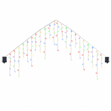 Solar LED Icicle Curtain Lights Multicolour for Outdoor Garden Decoration, 96 LEDs