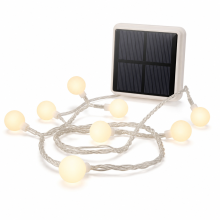Solar LED Waterproof String Lights with Small White Globe Bulbs, Warm White, 100 LEDs for Outdoor Tent and Camping