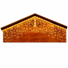 Solar LED Icicle String Lights, 96 Warm White LEDs, Wave Shape, Waterproof Outdoor Garden Decoration
