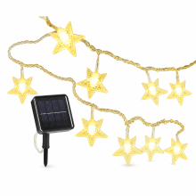 Solar LED Star String Lights, Warm White Waterproof Outdoor Fairy Lights for Camping Tent Decoration, 50 LEDs