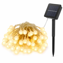 LED Globe String Lights, Warm White, 200 LEDs, 20 m, 24 V Plug-In, for Garden and Camping
