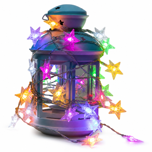 Multicolor Star LED String Lights, 80 Lights, 10 m, USB Steady On, Christmas Decoration