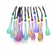 Multicolor Droplet LED String Lights, 40 Battery-Powered LEDs, Waterproof for Christmas and Outdoor Decoration