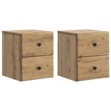 vidaXL Wall-Mounted Bedside Cabinet 2 pcs Artisan Oak Engineered Wood