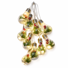 Christmas LED String Lights with 10 Decorative Bulbs, 50 LEDs, Copper Wire, 3 AA Battery Powered, Steady and Flashing