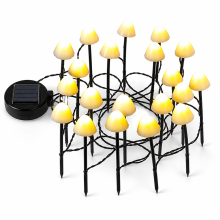Solar LED Mushroom String Lights, Multicolor, 10 Lights for Garden and Outdoor Decoration