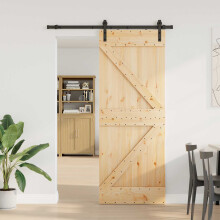 vidaXL Sliding Door NARVIK Natural and Black 80 x 210 cm (152.5 cm)