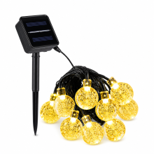 Solar LED Globe String Lights, 30 Warm White Bulbs, Waterproof for Garden and Outdoor Use