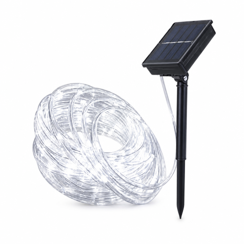 Solar LED String Lights White for Outdoor, 200 LEDs, 8 Modes, Garden and Tree Decoration, with Solar Panel