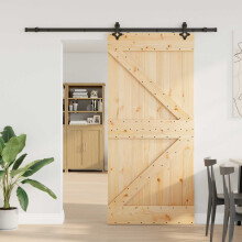vidaXL Sliding Door NARVIK Natural and Black 80 x 210 cm (213.5 cm)