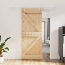 vidaXL Sliding Door Natural and White 85 x 210 cm Solid Pine Wood
