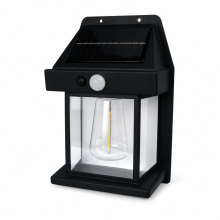 Black Solar LED Wall Light with Motion Sensor, Filament-Style Light for Outdoor Garden and Patio