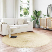 vidaXL Faux Sheepskin Rug TAFALLA Cream Ø 160 cm Polyester