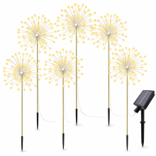 Solar LED Firework Garden Lights, 6 Stake Heads, 480 Warm White LEDs, Waterproof Outdoor Decoration