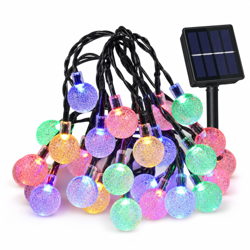 Multicolor Solar LED String Lights, 100 LEDs, 8 Modes, Waterproof for Garden and Christmas