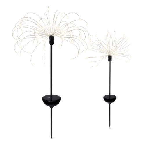 Solar Firework Garden Stake Light, 200 White LEDs, 2 Modes, Rain-Resistant Outdoor Decorative Light