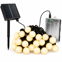 Battery-Powered G50 Globe String Lights, 40 Milky White Warm White Bulbs for Outdoor Tent and Garden