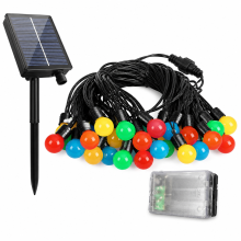 Solar Multicolour Globe String Lights, 20 Waterproof Lights for Garden, Camping and Outdoor Decoration