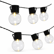 Solar Outdoor Globe String Lights, 40 Transparent Warm White Bulbs, Waterproof for Garden, Camping and Tent