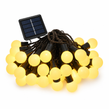 Solar LED Globe String Lights, 40 Warm White Waterproof Lights for Camping, Tent and Wedding Décor, Remote Control and USB