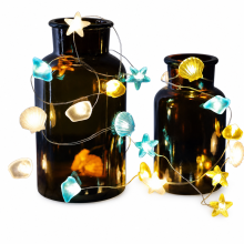 Solar LED String Lights with Shells, Starfish and Stones, 30 LEDs, 8 Modes, Waterproof Garden Decoration