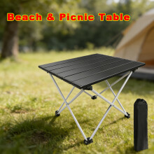 Portable Camping Table, Lightweight Folding Table with Aluminum Table Top and Carry Bag, Easy to Carry, Perfect for Picnic, Beach, Hiking, Fishing