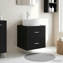 vidaXL Wall-Mounted Sink Vanity Black Oak 49.5 x 44.5 x 65 cm