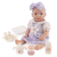 BiBi Doll 16-inch Moving-Eyes Baby Doll with Feeding Playset & Accessories for Imaginative Role-Play