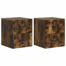 vidaXL Wall-Mounted Bedside Cabinet 2 pcs Smoked Oak 34.5 x 33 x 40 cm