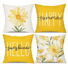 Capas de Almofadas de VerãO 18X18 Conjunto de 4 Almofadas Decorativas de VerãO Margarida Capa de Almofada para DecoraçãO de Sofá