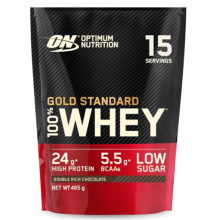 Optimum Nutrition Gold Standard 100% Whey Muscle Building & Recovery Protein Powder With BCAA Amino Acids Double Chocolate Flavour15 Servings B465 g