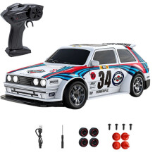 Coche de Derrape RC 4WD A Escala 1:43, Recargable, con Tracción A las Cuatro Ruedas, Dos Velocidades, Luz LED de 20 /H, Juguetes para Niños