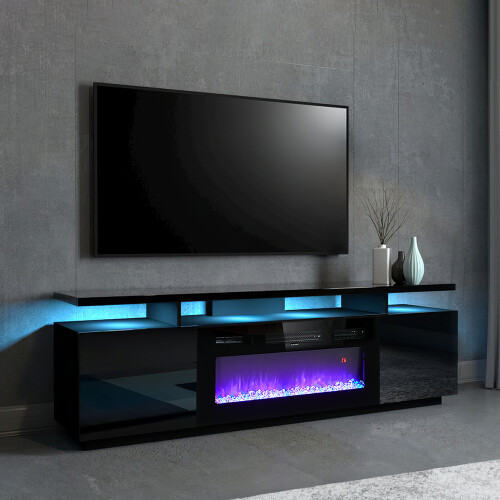 Living And Home Recessed Electric Fireplace TV Stand with Remote Control 2