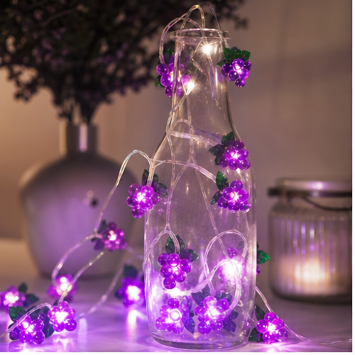 Grape Fairy String Lights, 30 LEDs, 8 Modes, Waterproof Battery Box with Remote Control, Festive Decoration 1