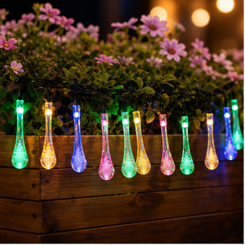 USB LED String Lights with Multicolour Crystal Drop Pendants, 80 LEDs, Outdoor Decoration 1
